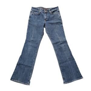 Eddie Bauer Specially Dyed Mid Rise Flare Leg Denim Blue Jeans